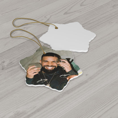 Drake Happy And Drinking Ceramic Ornament