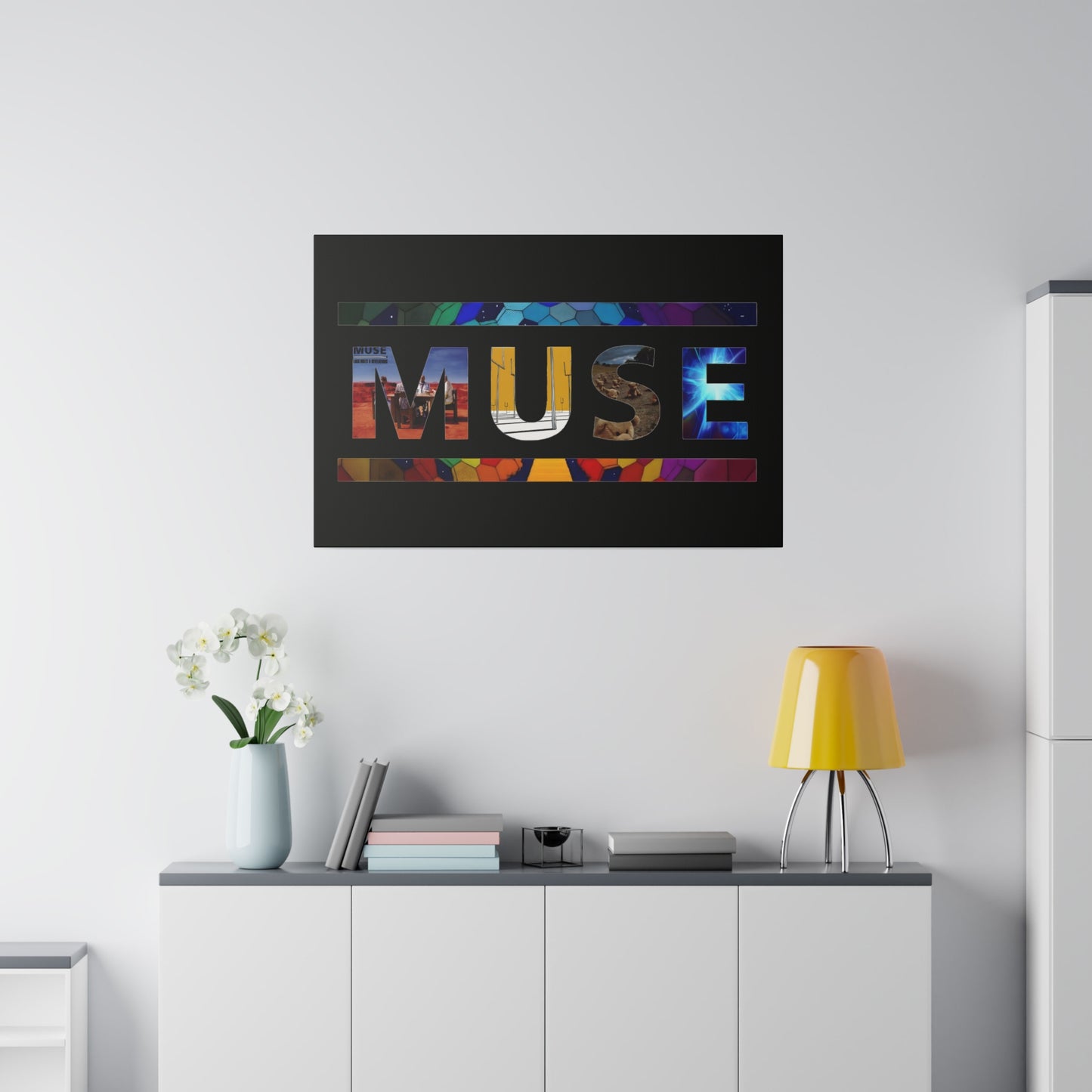 Muse Album Art Letters Thin Matte Stretched Canvas