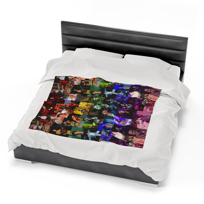 Harry Styles Rainbow Photo Collage Velveteen Plush Blanket