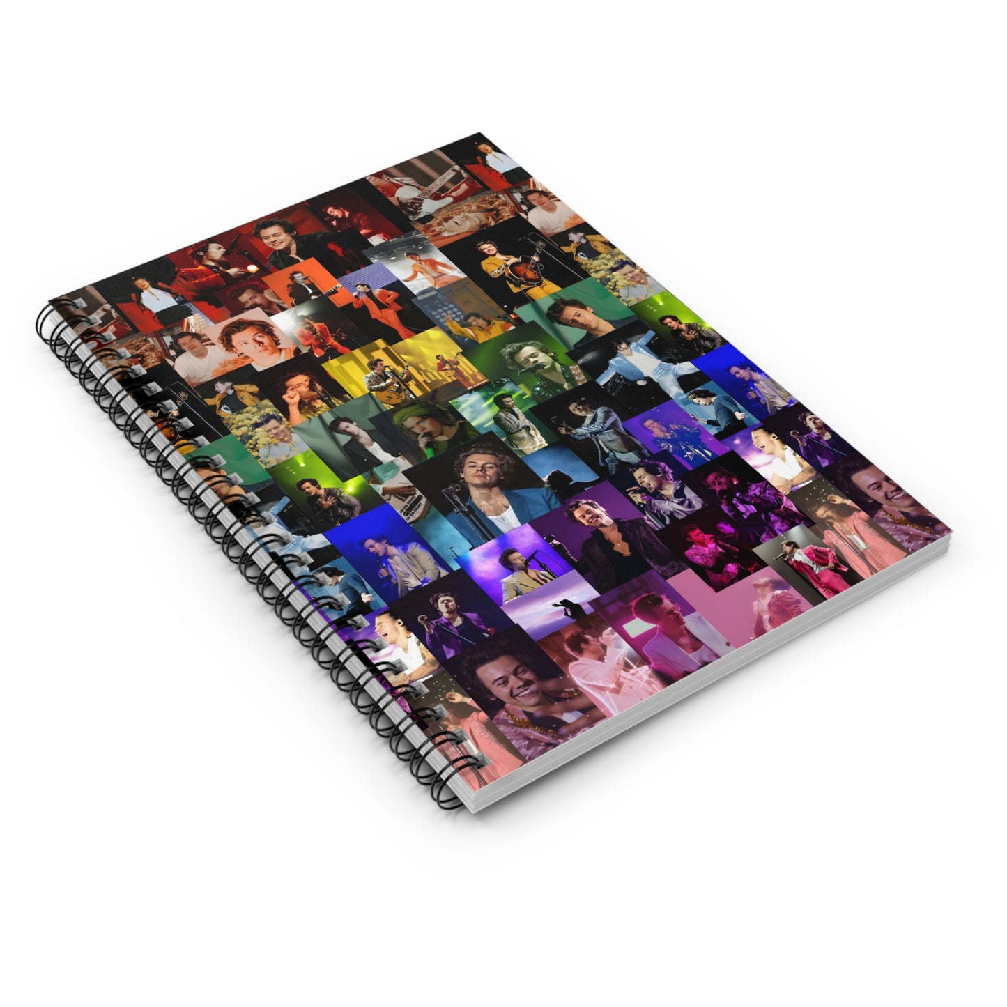 Harry Styles Rainbow Photo Collage Ruled Line Spiral Notebook