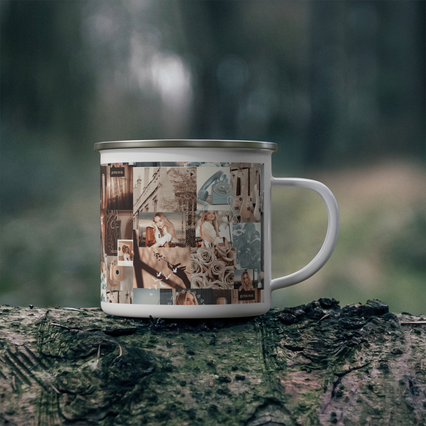 Sabrina Carpenter Peachy Princess Collage Enamel Camping Mug