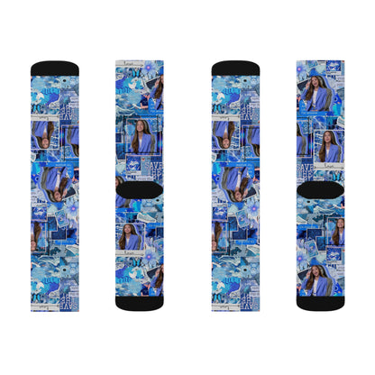 Olivia Rodrigo Blue Aesthetic Collage Tube Socks