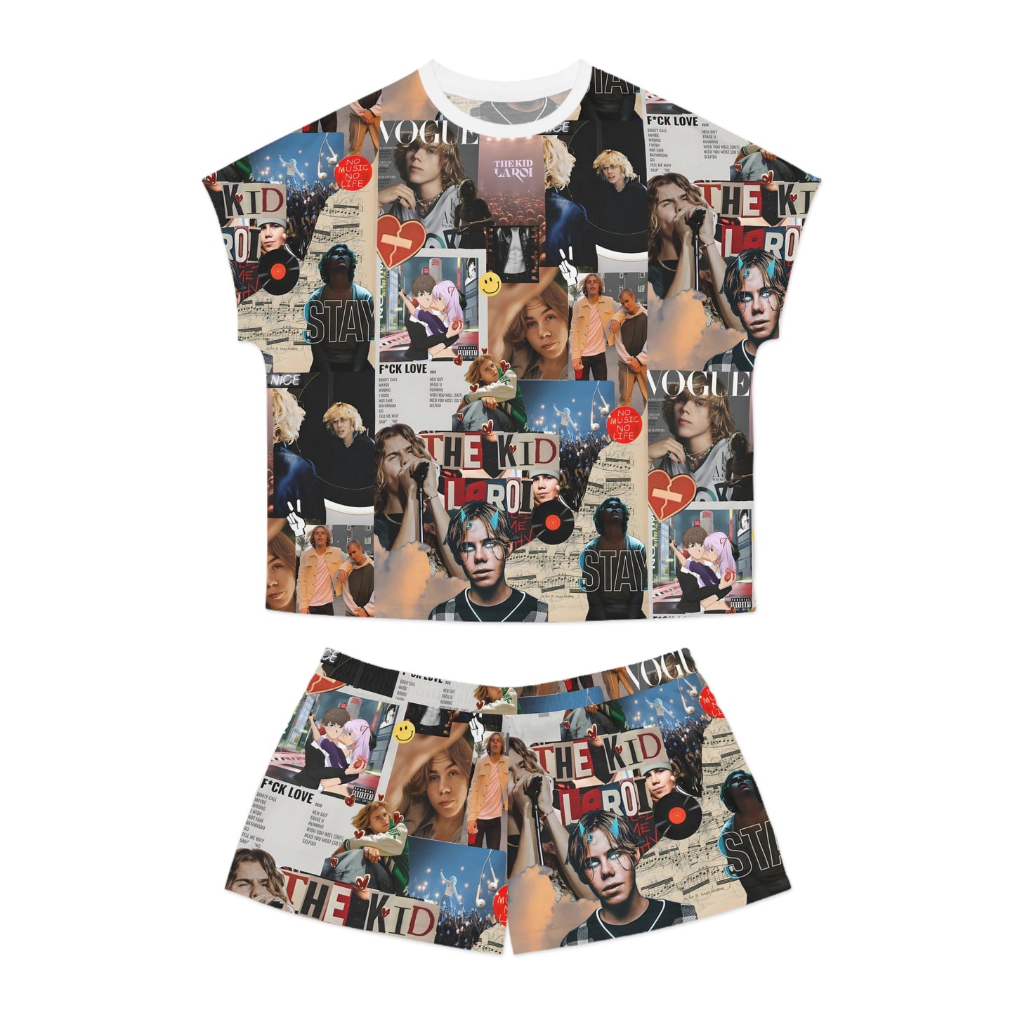 The Kid LAROI No Music No Life Collage Women's Short Pajama Set