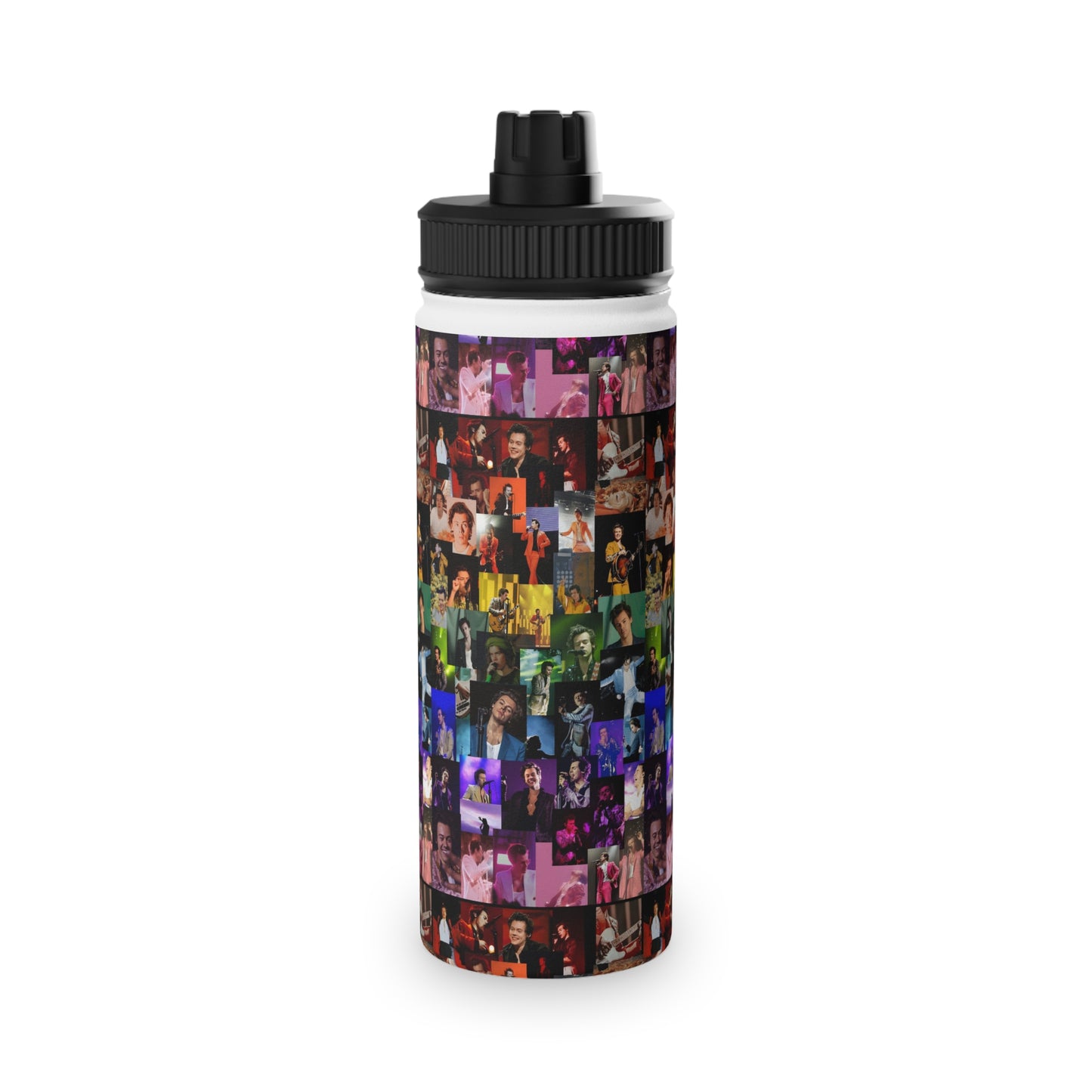 Harry Styles Rainbow Photo Collage Stainless Steel Sports Lid Water Bottle