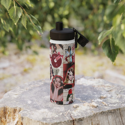 Lana Del Rey Cherry Coke Collage Stainless Steel Sports Lid Water Bottle