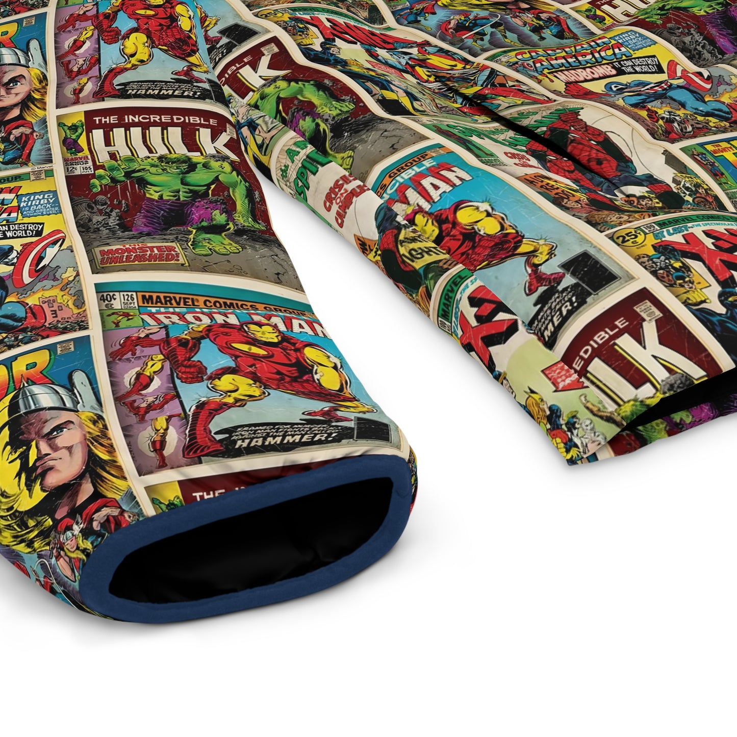 Marvel Comic Book Cover Collage Men's Puffer Jacket