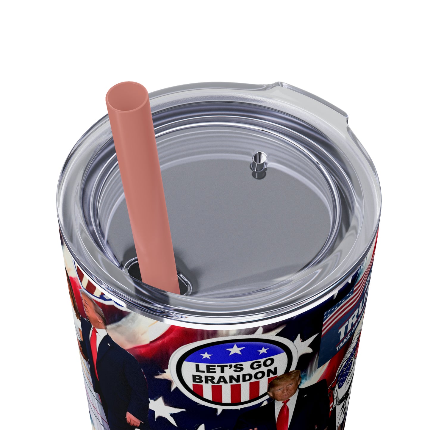 Donald Trump 2024 MAGA Montage Skinny Tumbler with Straw