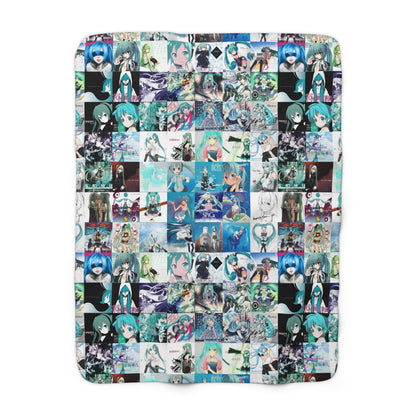 Hatsune Miku Album Cover Collage Sherpa Fleece Blanket