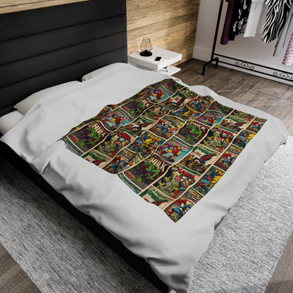 Marvel Comic Book Cover Collage Velveteen Plush Blanket