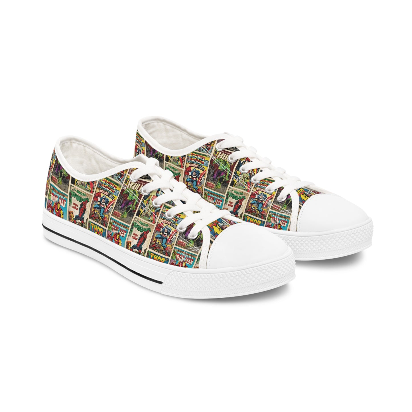 Marvel Comic Book Cover Collage Women's Low Top Sneakers