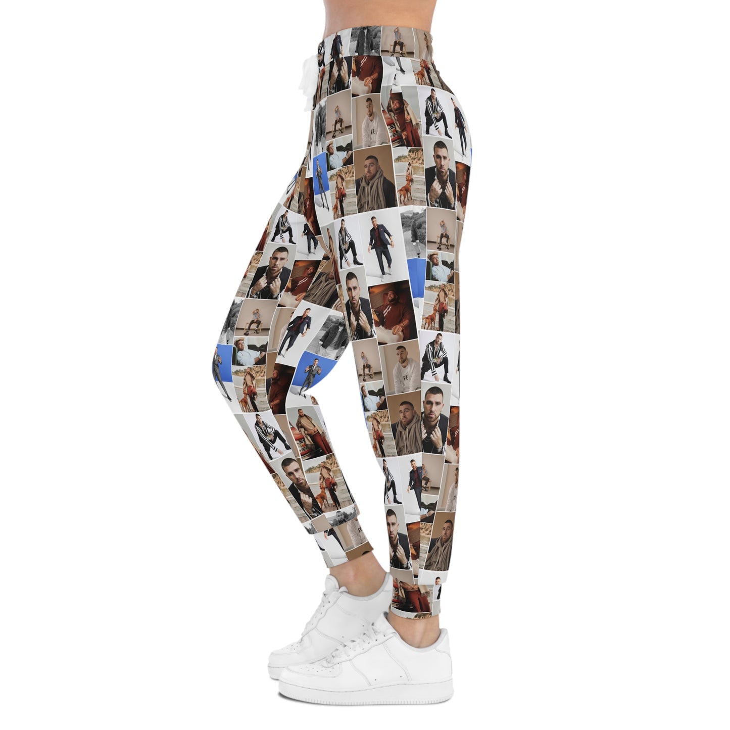 Travis Kelce Portrait Photo Mosaic Athletic Joggers