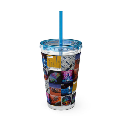 Muse Album Cover Collage Sunsplash Tumbler with Straw