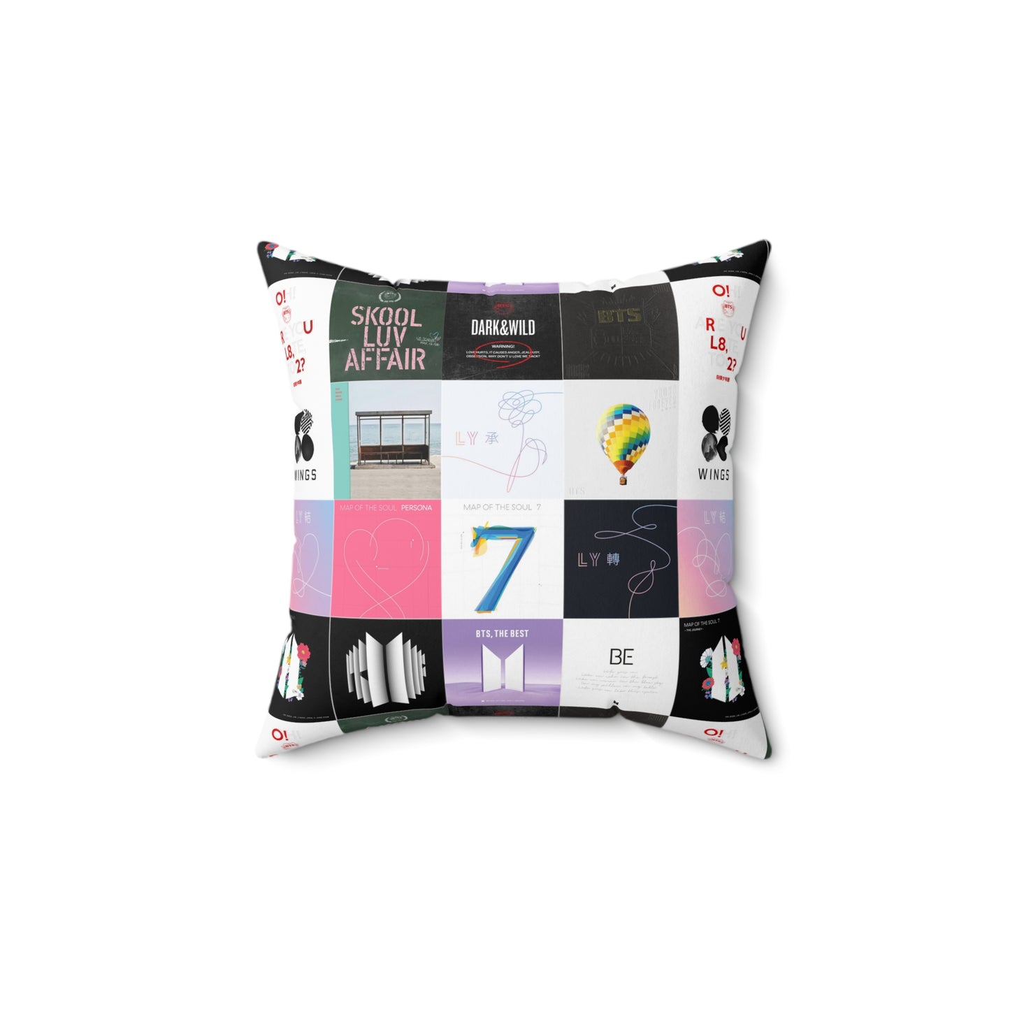 BTS Album Cover Art Collage Spun Polyester Square Pillow