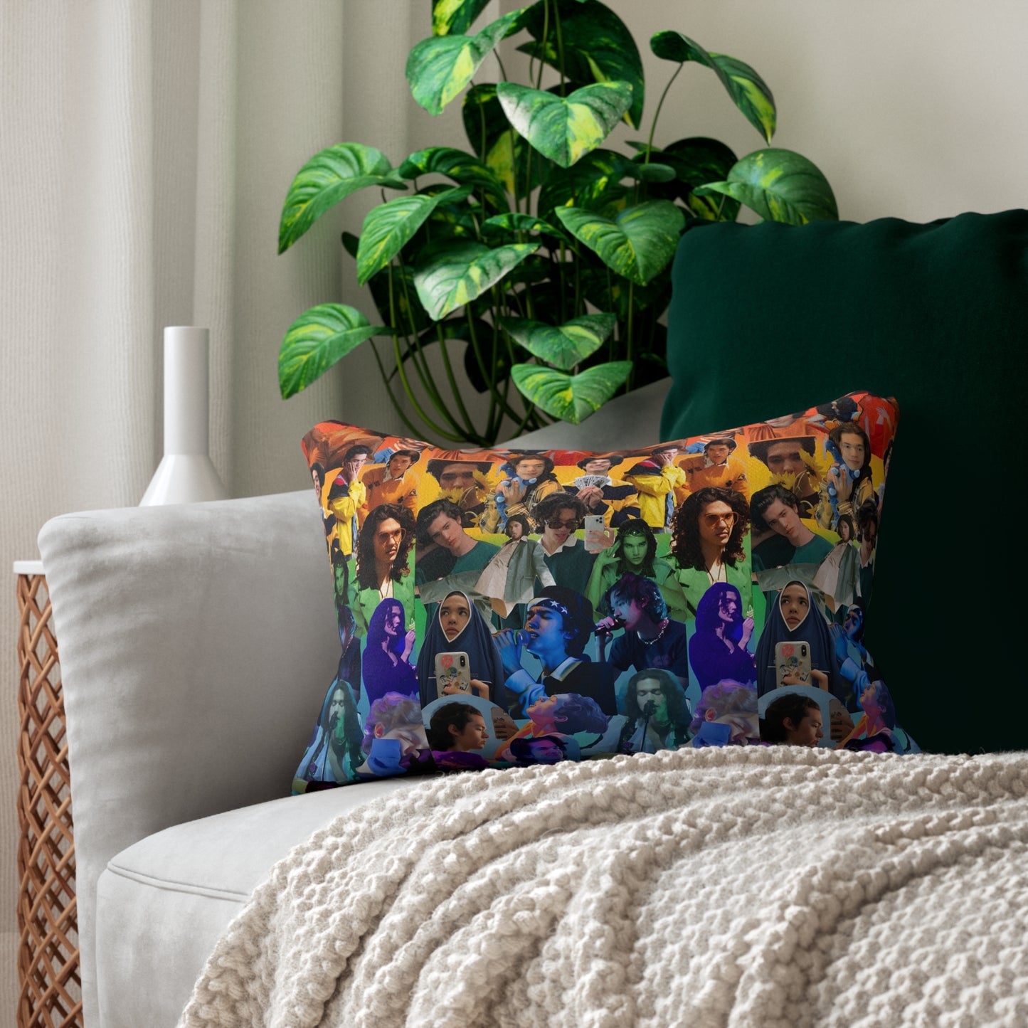 Conan Grey Rainbow Photo Collage Spun Polyester Lumbar Pillow