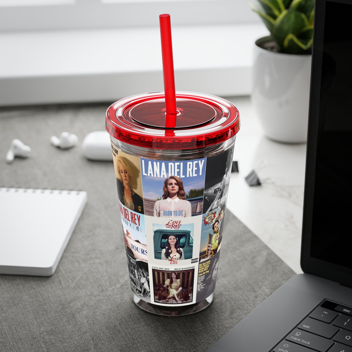 Lana Del Rey Album Cover Collage Sunsplash Tumbler with Straw