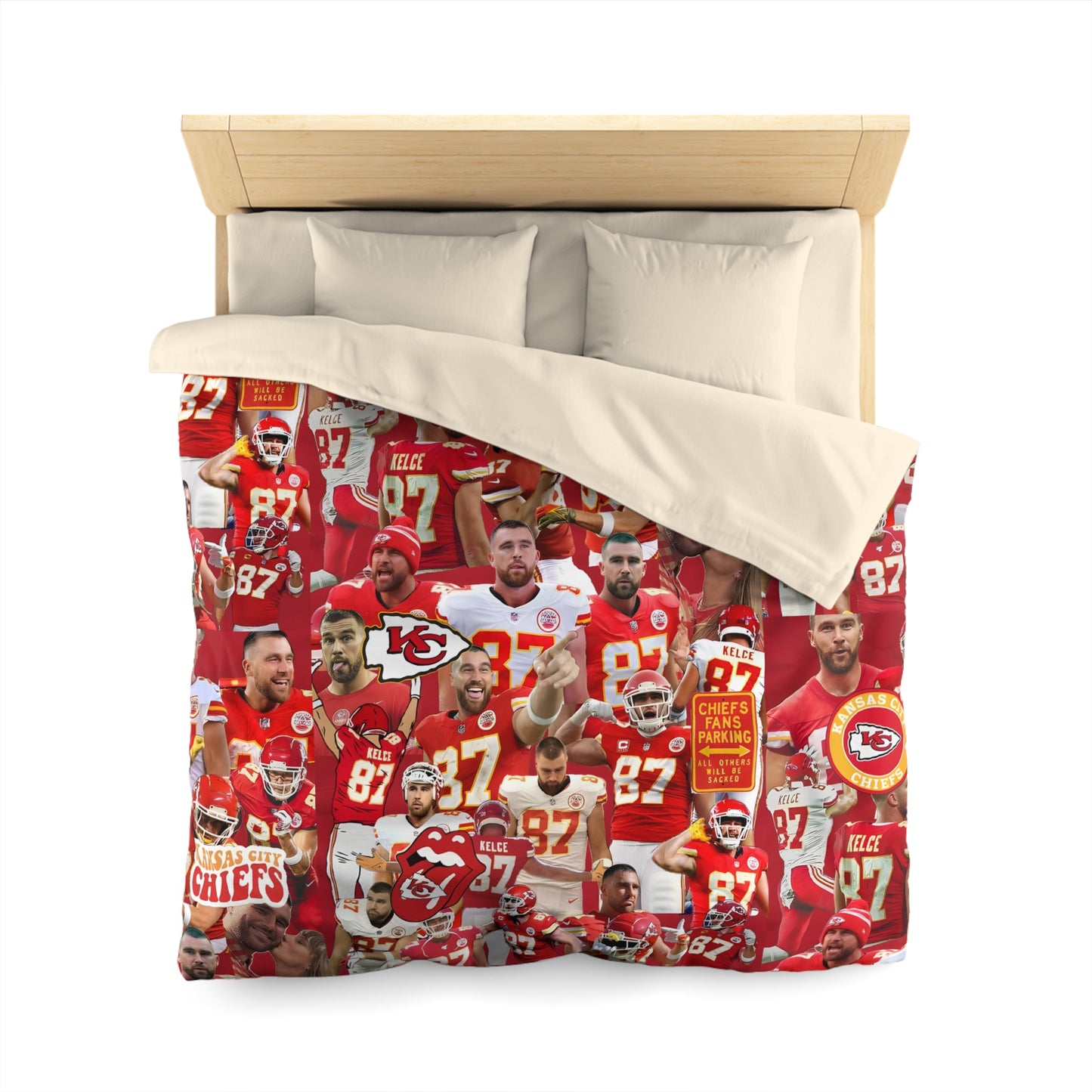 Travis Kelce Chiefs Red Collage Microfiber Duvet Cover