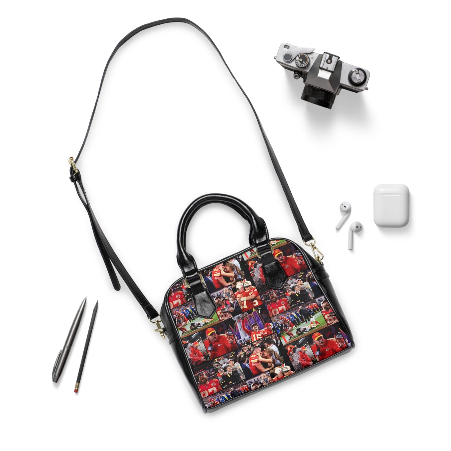 Kansas City Chiefs Superbowl LVIII Championship Victory Collage Shoulder Handbag