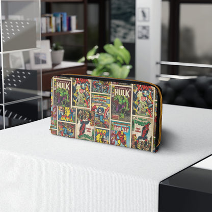 Marvel Comic Book Cover Collage Zipper Wallet
