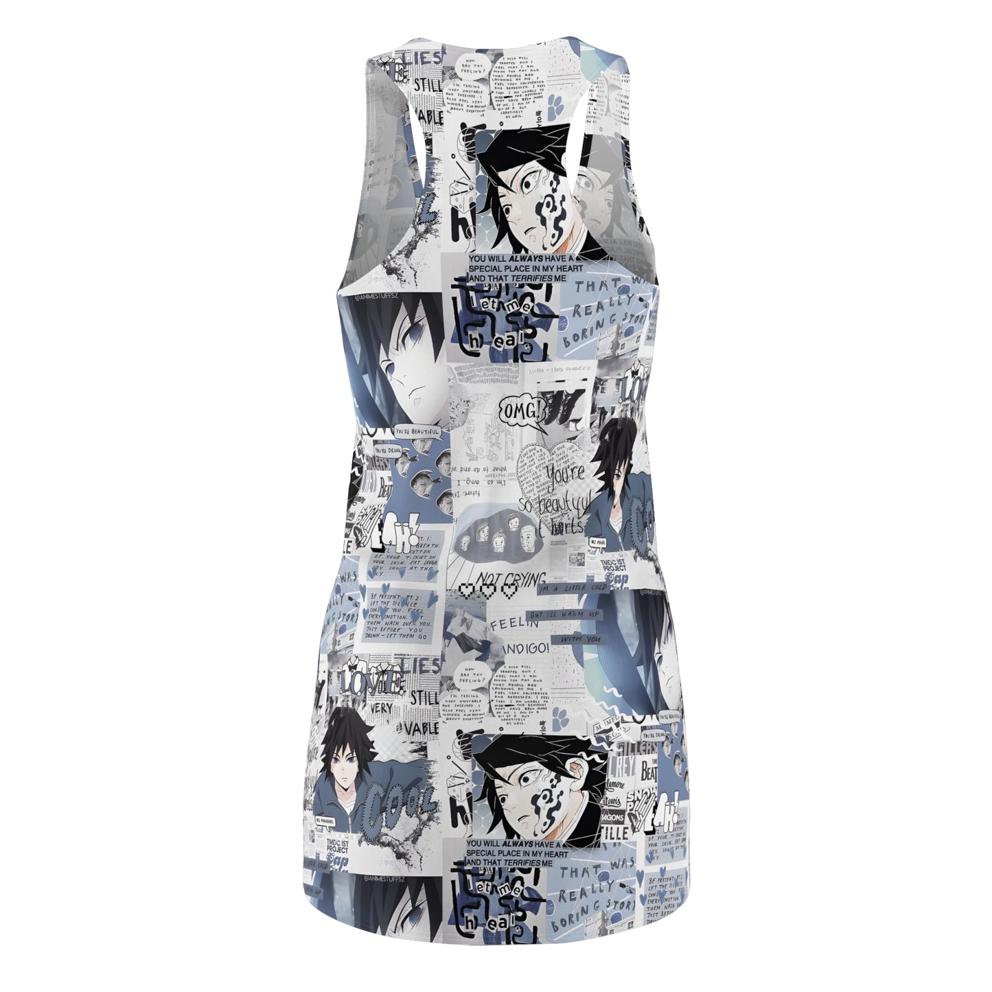 Demon Slayer Giyu Aesthetic Collage Women's Cut & Sew Racerback Dress