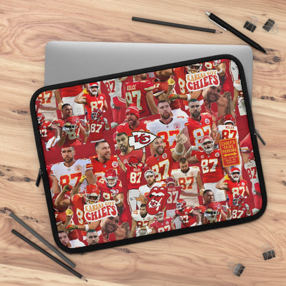 Travis Kelce Chiefs Red Collage Laptop Sleeve