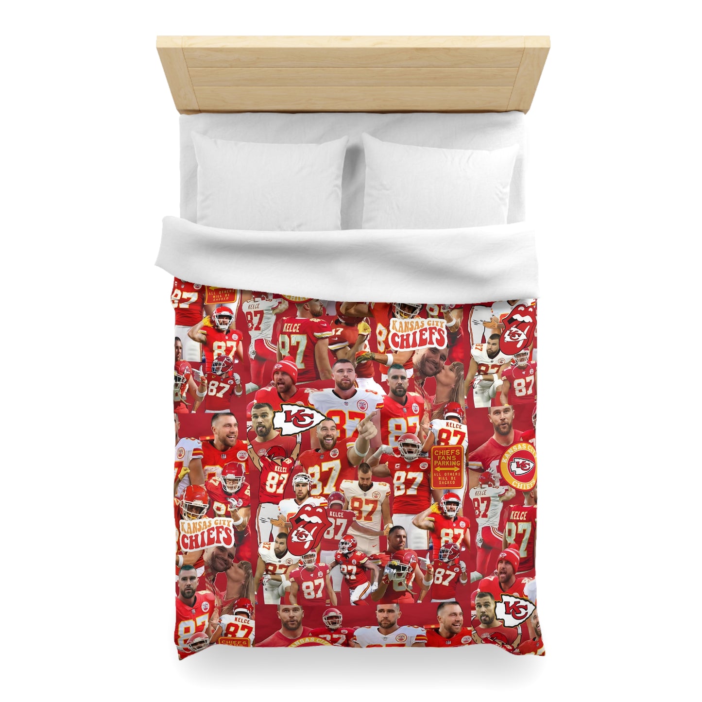 Travis Kelce Chiefs Red Collage Microfiber Duvet Cover