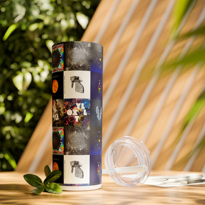 Colplay Album Cover Collage Skinny Tumbler with Straw