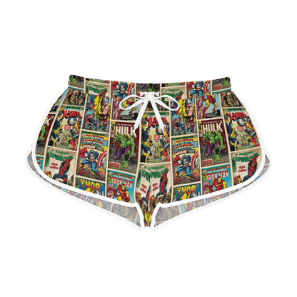 Marvel Comic Book Cover Collage Women's Relaxed Shorts