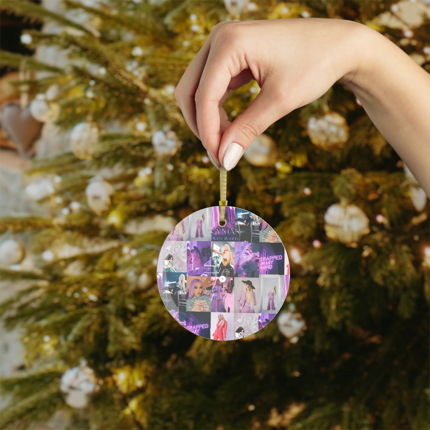 Ava Max Belladonna Photo Collage Glass Ornaments