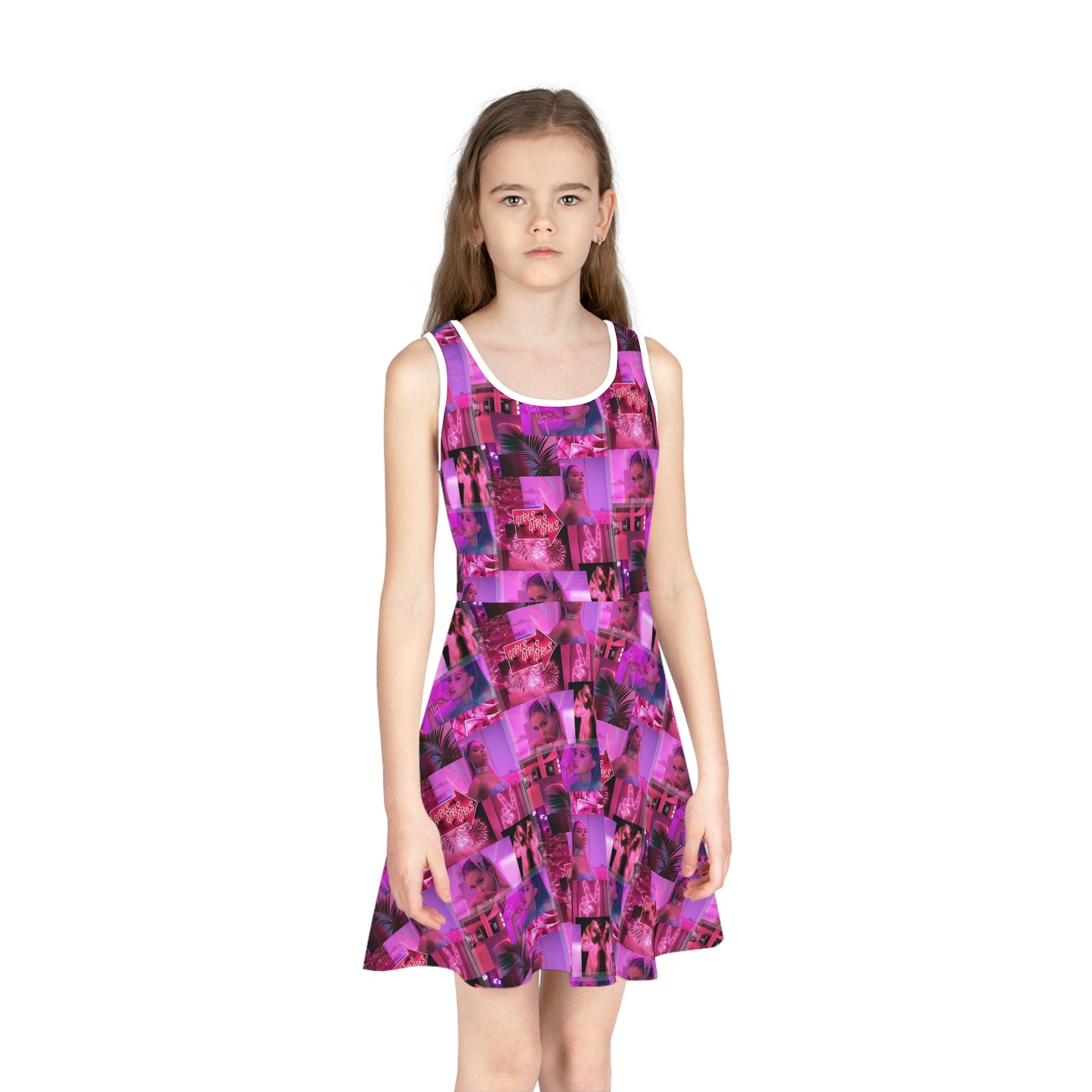 Ariana Grande 7 Rings Collage Girls' Sleeveless Sundress