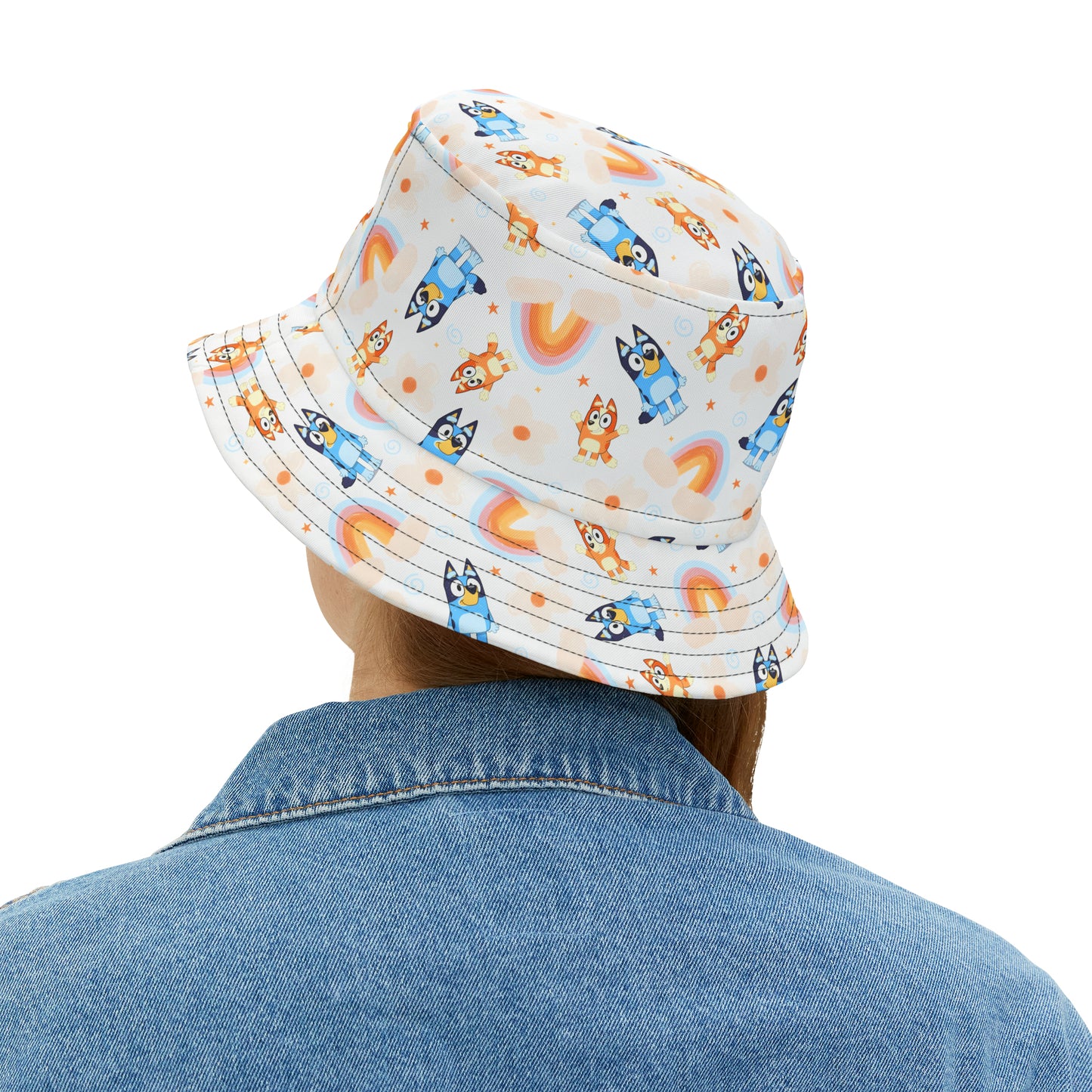 Bluey Rainbows & Flowers Pattern Bucket Hat