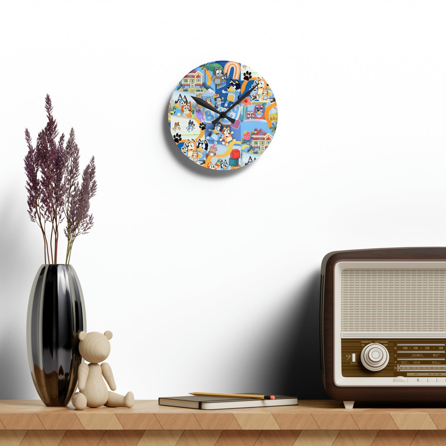 Bluey Playtime Collage Acrylic Wall Clock