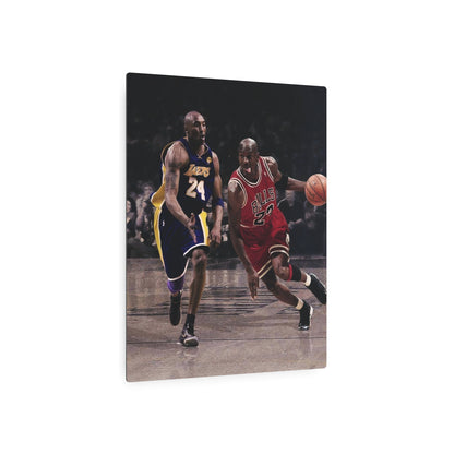 Michael Jordan Driving Against Kobe Bryant Metal Art Sign