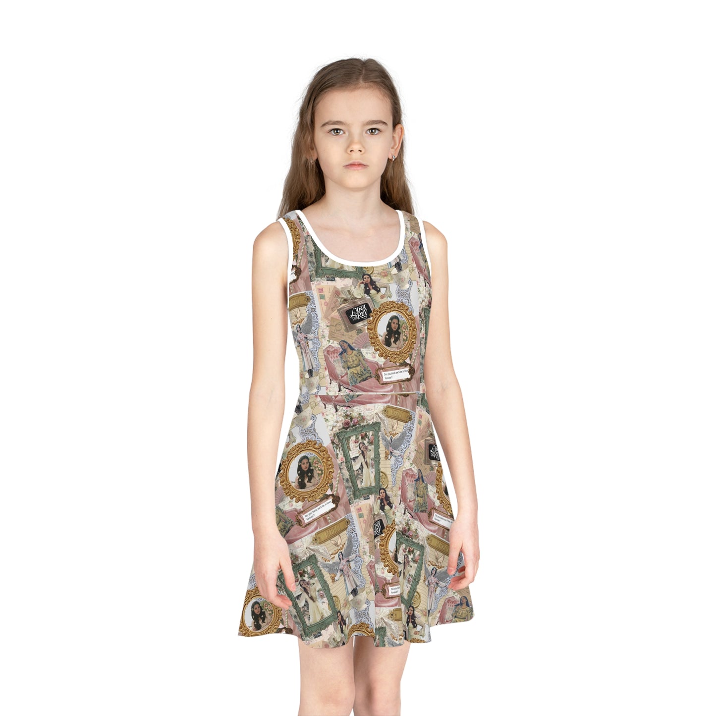 Lana Del Rey Victorian Collage Girls' Sleeveless Sundress