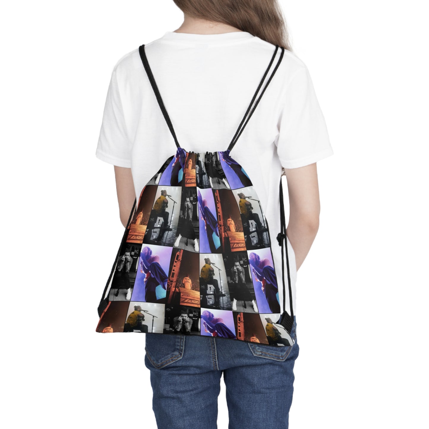 Post Malone On Tour Collage Outdoor Drawstring Bag