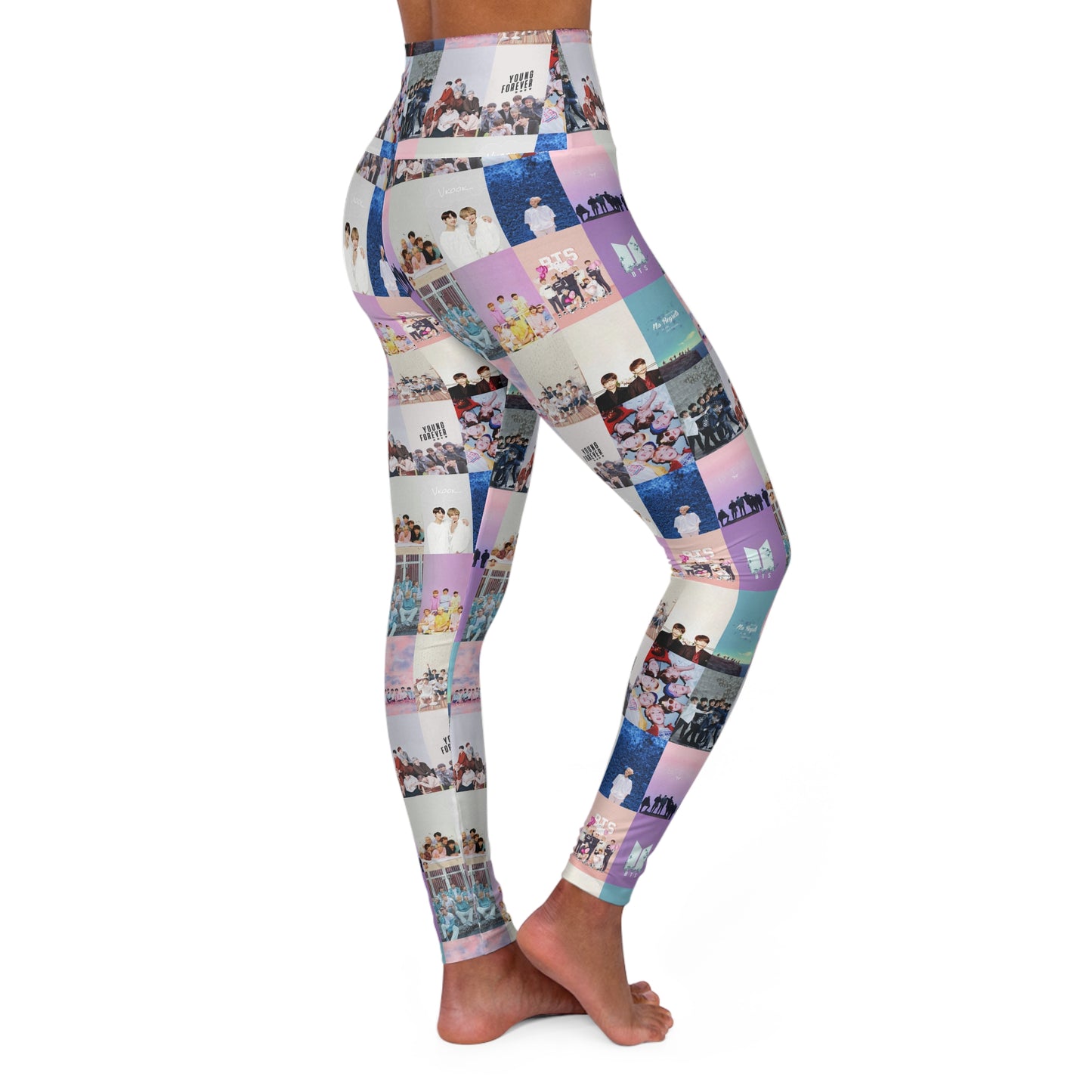 BTS Pastel Aesthetic Collage High Waisted Yoga Leggings