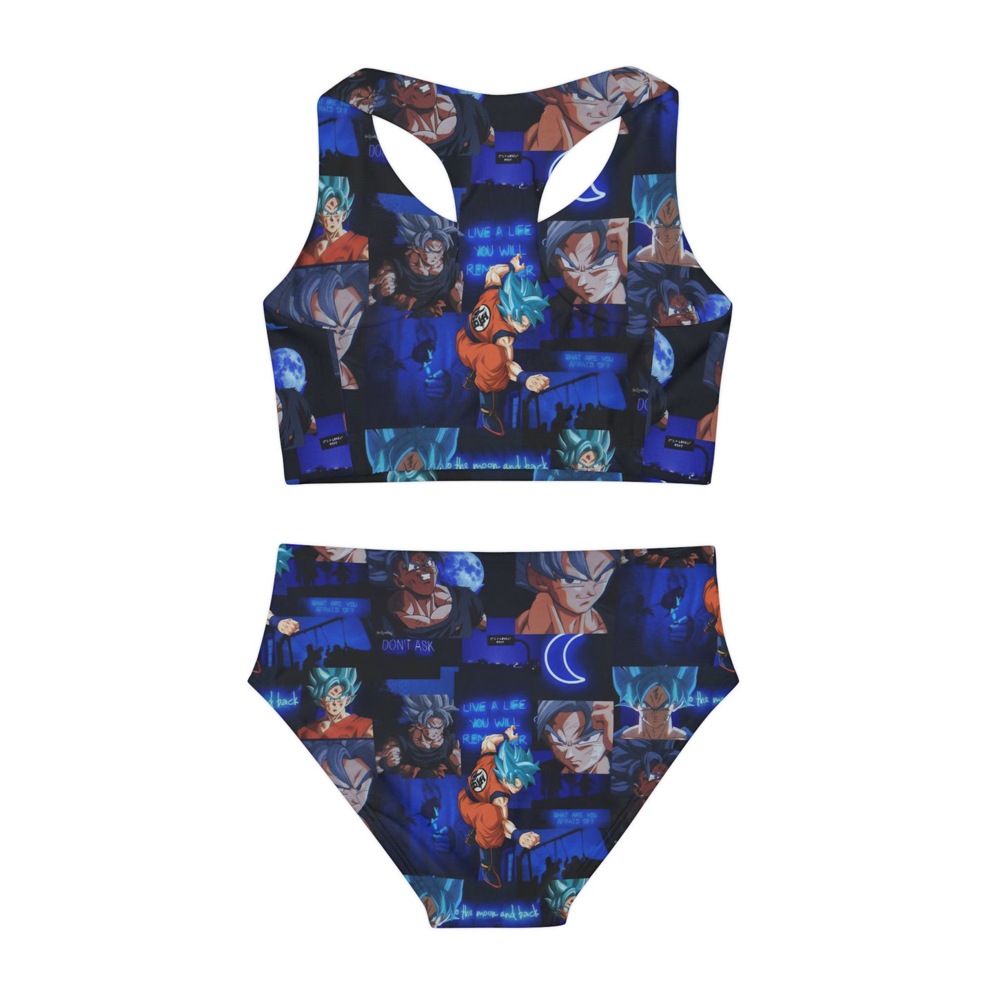 Dragon Ball Z Saiyan Moonlight Collage Girls Two Piece Swimsuit