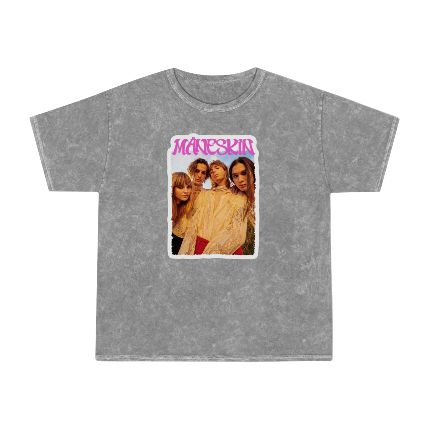 Måneskin Group Photo Unisex Mineral Wash Vintage Tee Shirt