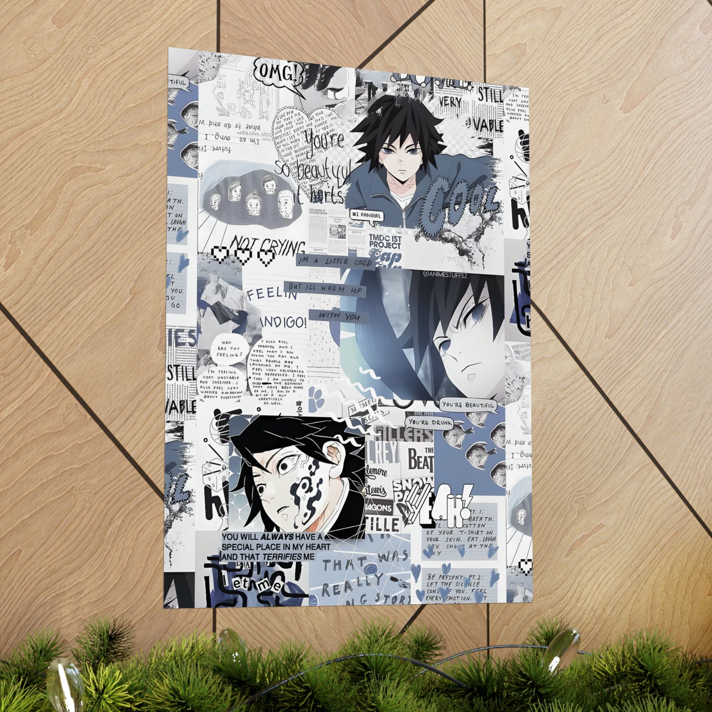 Demon Slayer Giyu Aesthetic Collage Matte Vertical Poster