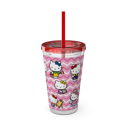 Hello Kitty Playtime Collage Sunsplash Tumbler with Straw