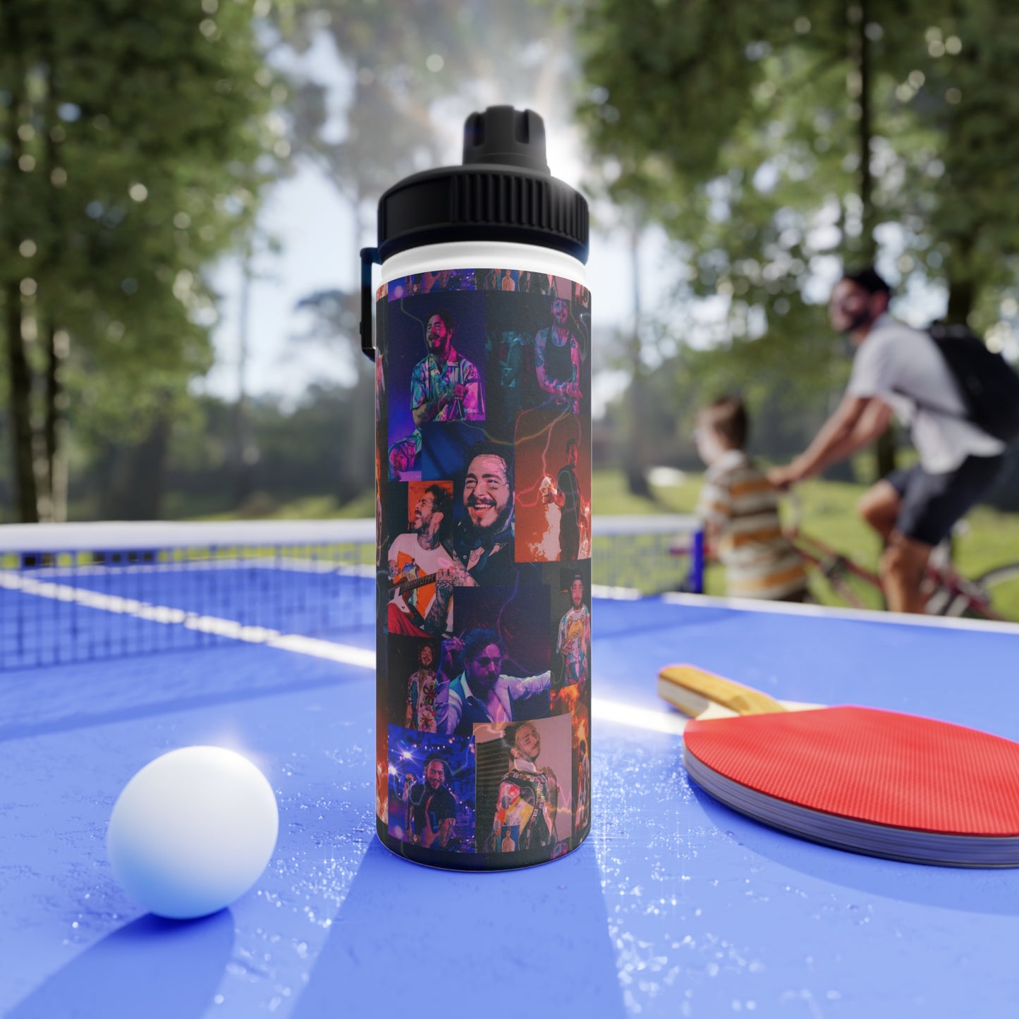 Post Malone Lightning Photo Collage Stainless Steel Sports Lid Water Bottle