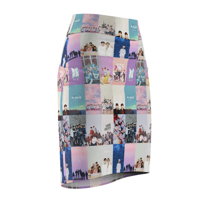 BTS Pastel Aesthetic Collage Women's Pencil Skirt