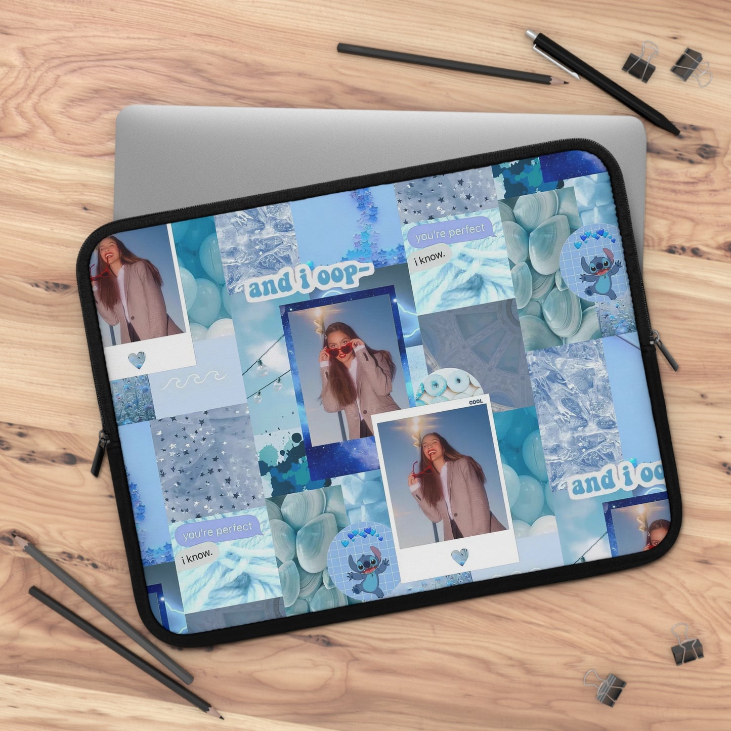 Olivia Rodrigo Light Blue Aesthetic Collage Laptop Sleeve