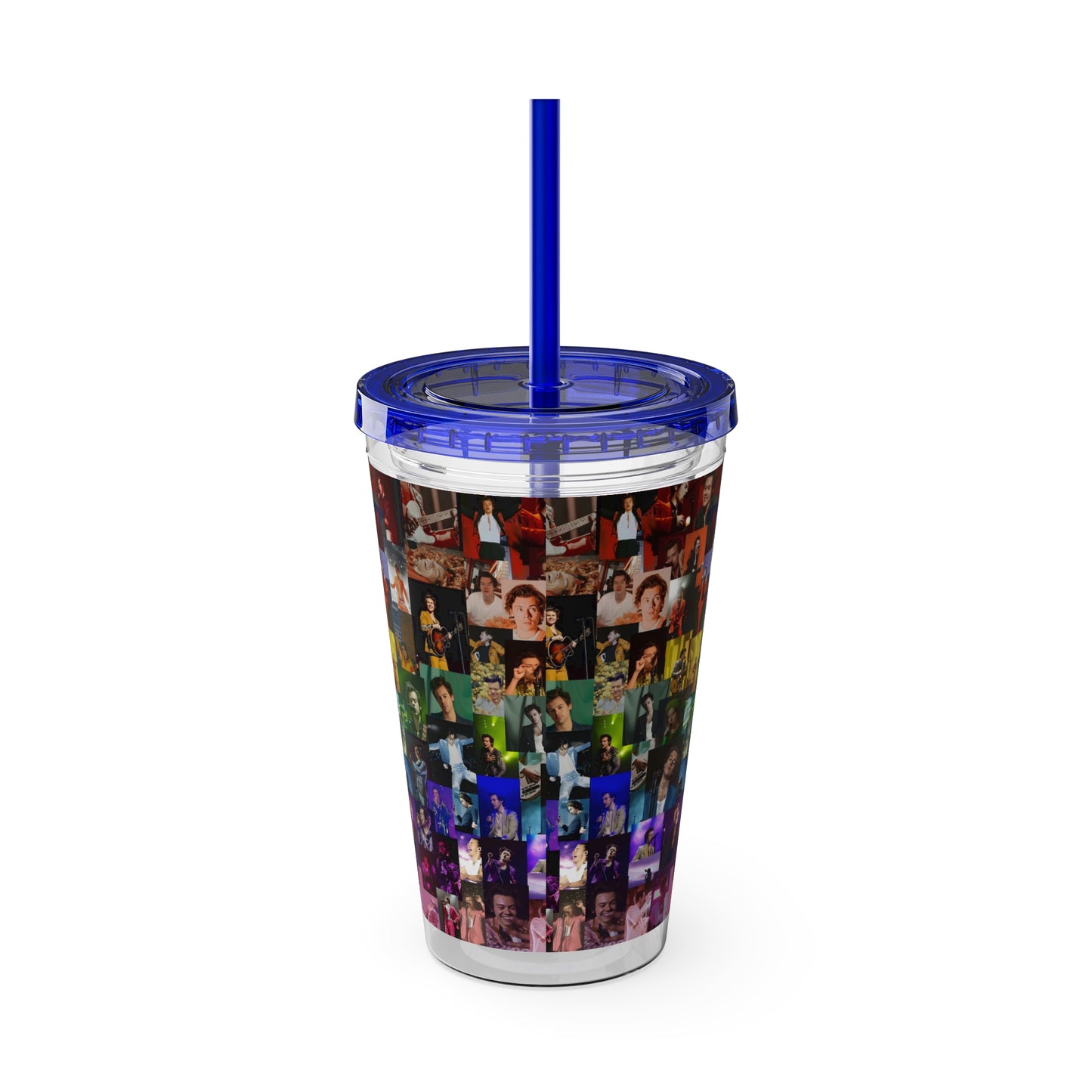 Harry Styles Rainbow Photo Collage Sunsplash Tumbler with Straw