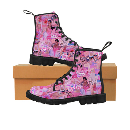 Ariana Grande Purple Vibes Collage Women's Canvas Boots