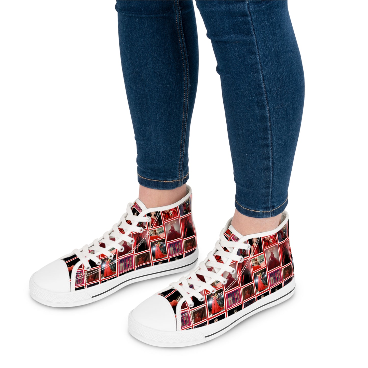 Taylor Swift Red Era Collage Women's High Top Sneakers