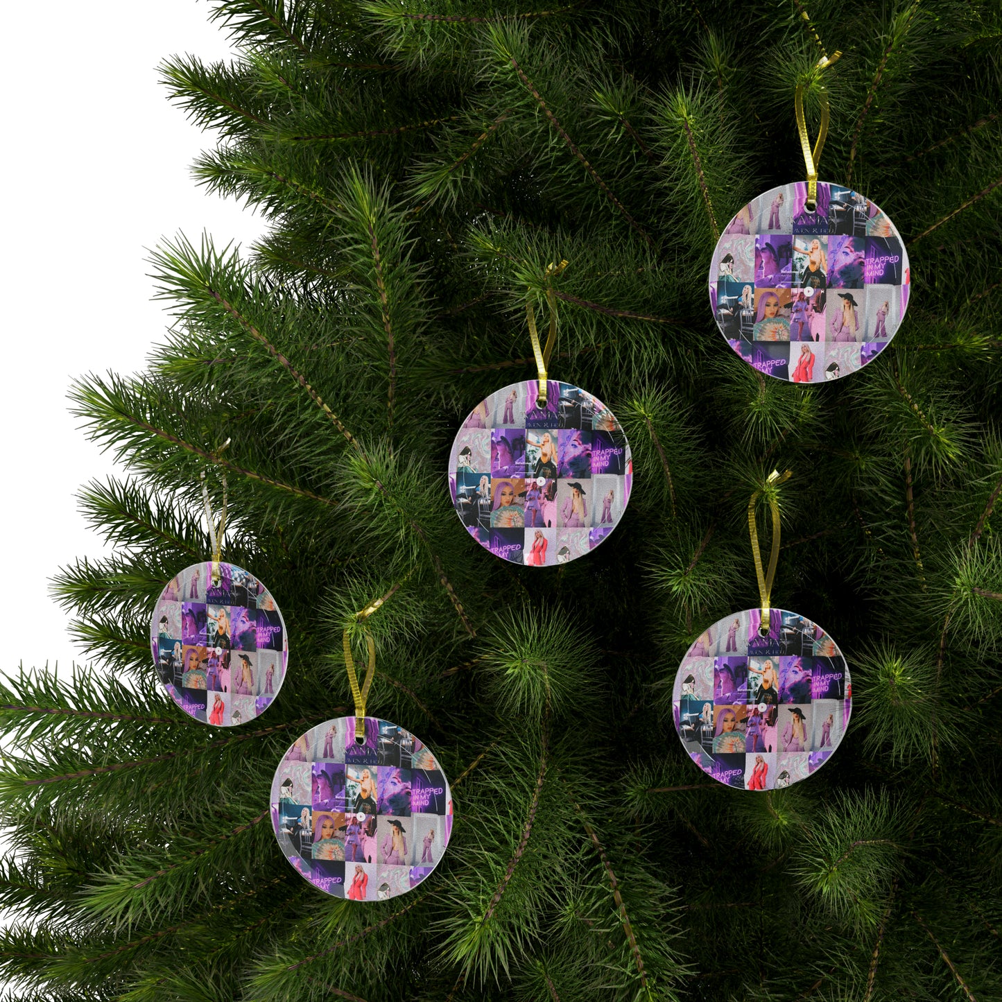 Ava Max Belladonna Photo Collage Glass Ornaments