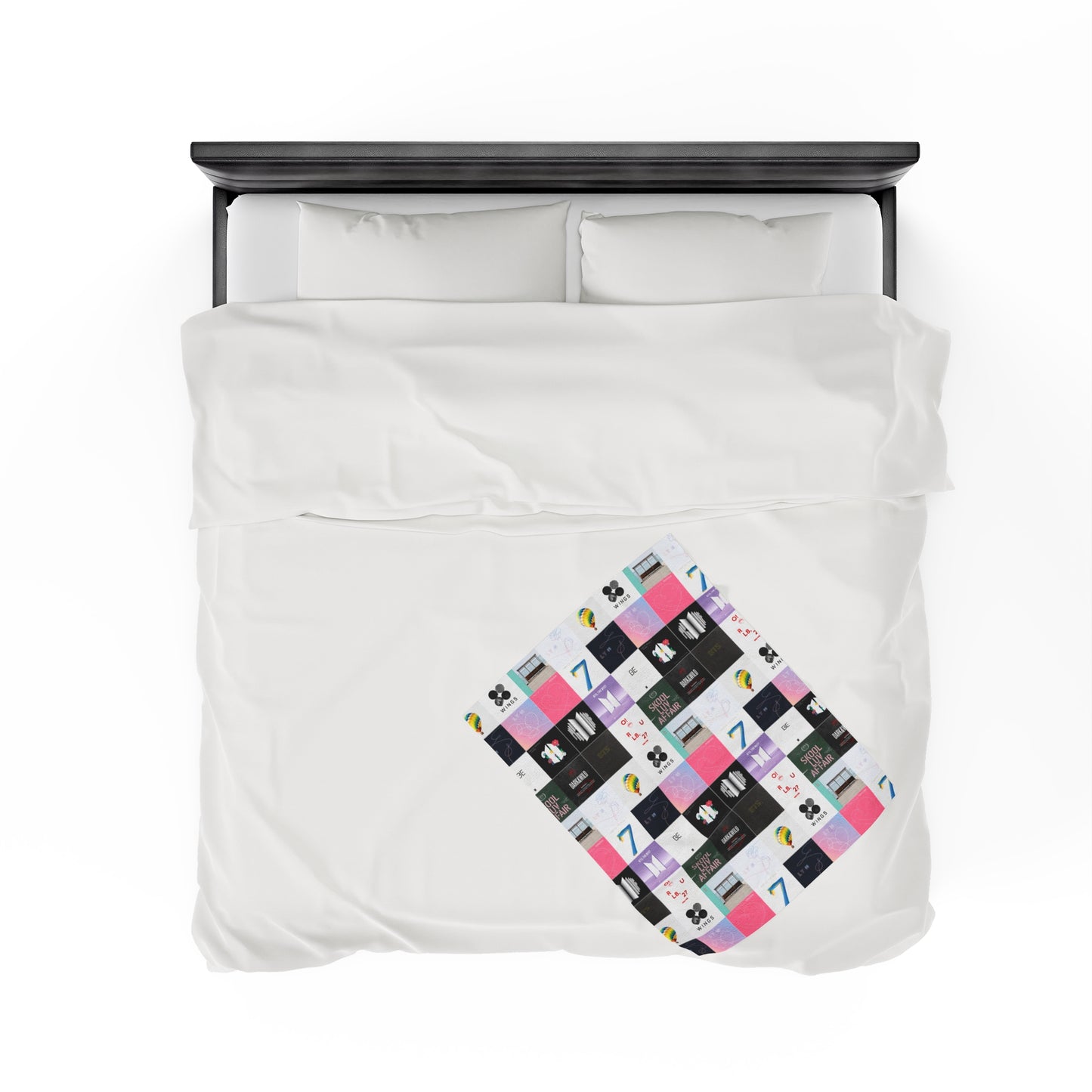 BTS Album Cover Art Collage Velveteen Plush Blanket