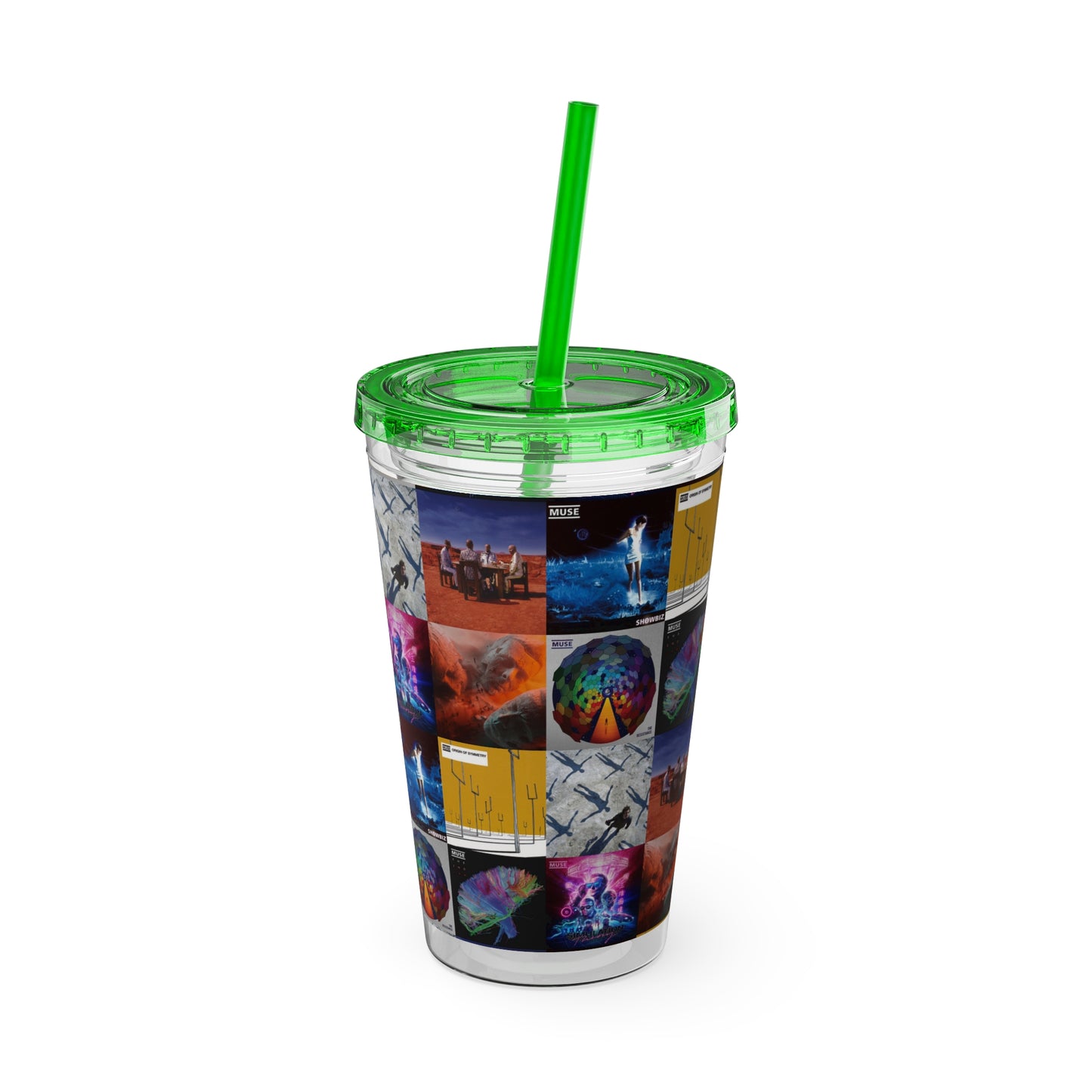 Muse Album Cover Collage Sunsplash Tumbler with Straw