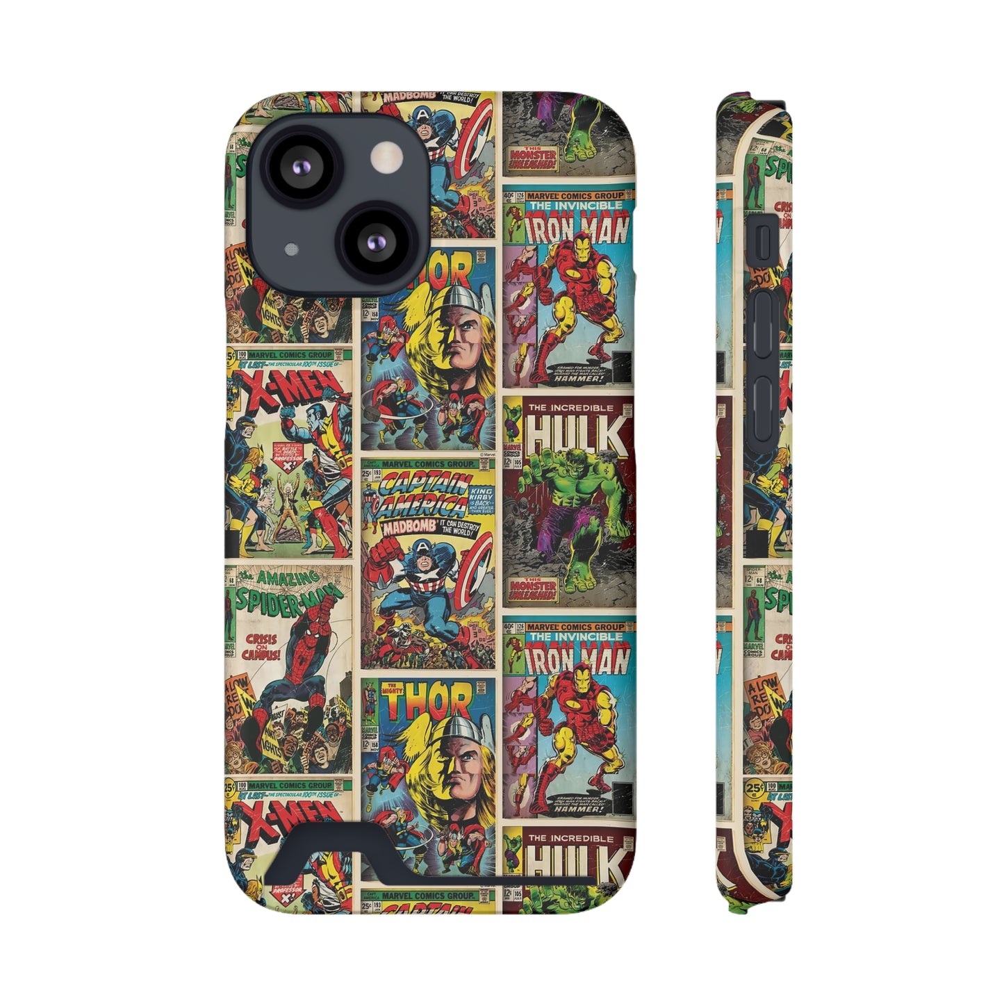 Marvel Comic Book Cover Collage Phone Case With Card Holder