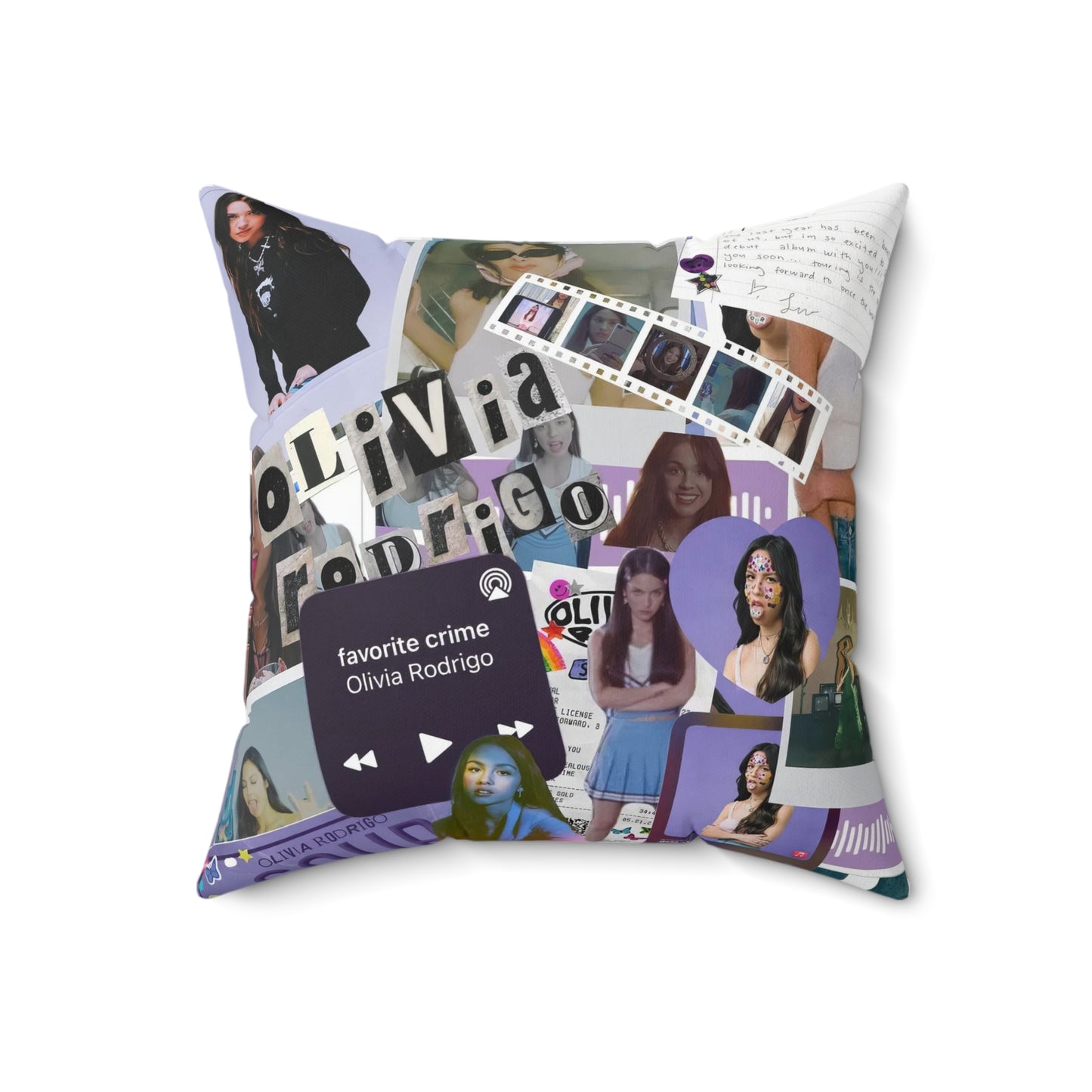 Olivia Rodrigo Deja Vu Collage Spun Polyester Square Pillow